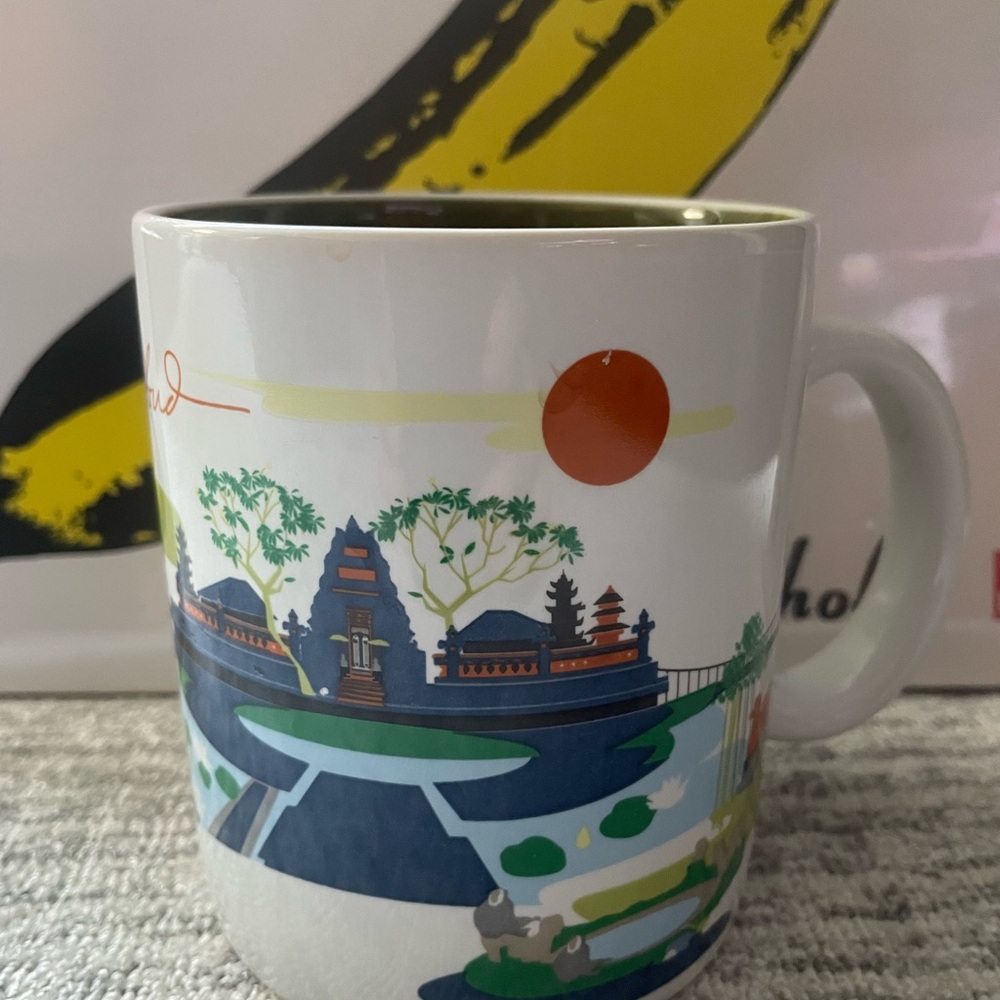 Starbucks Indonesian Series White Mug with Scenic Design.2015